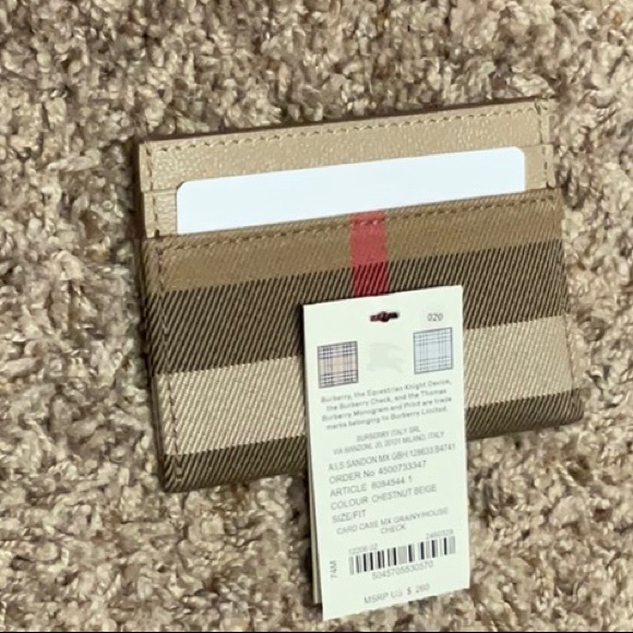 NWT Burberry | Authentic House Check Canvas Leather Card Holder Chestnut Beige - Picture 1 of 3
